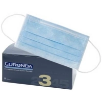 маски защита 3, трехслойные, 50шт., голубые, euronda (тк=20 уп)