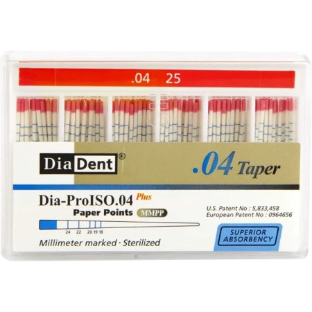 Бумажные штифты - конусность 04 - №25 - 100 штук, DiaDent