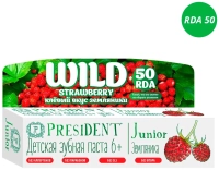 детская зубная паста president junior 6+ со вкусом земляники (без фтора), 50мл
