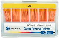 гуттаперчевые штифты 02 №20 120шт/уп, (мета)
