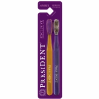 зубная щетка president exclusive 6 мил (2 штуки в наборе) арт.4904.04, цвет в ассортименте