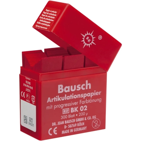 ВК 02 Артикуляционная бумага пластиковый бокс, красная, 200мкм., 300л., Bausch