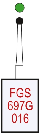 FGS697G016 Бор алмазный FGS (313) - шар - 016 зеленый (хвостовик укороченный)HORICO
