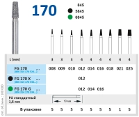 fg170021 бор алмазный fg - конус усеченный - 021 серый horico