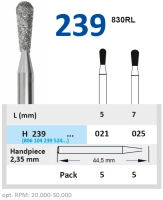 h239021 бор алмазный h - грушевидный - 021 серый horico