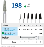 h198g025 бор алмазный h - конус закругленный - 025 зеленый horico