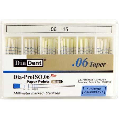 Бумажные штифты - конусность 06 - №15 - 100 штук, DiaDent