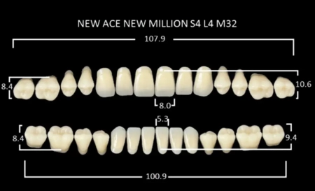 Зубы акриловые New Асе / New Million цвет A1 фасон S4, L4 / M32 (28 шт) Yamahachi
