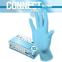перчатки нитриловые connect ultra голубые xs (5½) 50 пар, intco