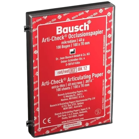 вк 12 артикуляционная бумага в пластиковом боксе, красная, 40мкм., 10*7см., 100л., bausch