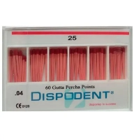 штифты гуттаперчевые эндоканальные (конусность .04)  dispodent № 25,  60 шт.