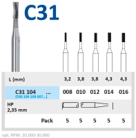 c31104016 бор твердосплавный - цилиндр - 016  прямой наконечник  horico