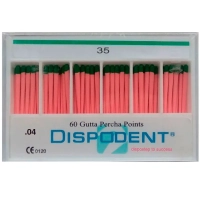 штифты гуттаперчевые эндоканальные (конусность .04)  dispodent № 35,  60 шт.