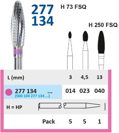 277134014 фреза твс - олива - 014 розовый тонкие прямые лезвия со спиральной поперечной насечкой