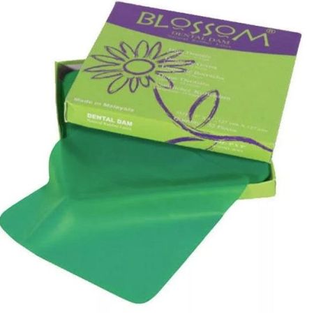 Латексные листы стоматологические для раббердам, 152мм*152мм (36шт), зелёные, BLOSSOM