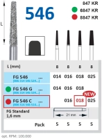 fg546c018 бор алмазный fg - конус усеченный с закругленными краями - 018 красный horico