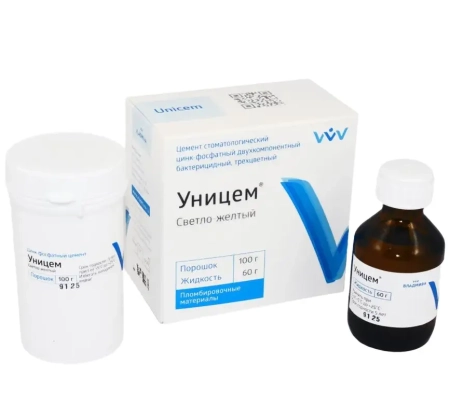 Уницем ((100г+60мл) (светло-жёлтый)) - цемент цинк-фосфатный, "ВладМиВа"
