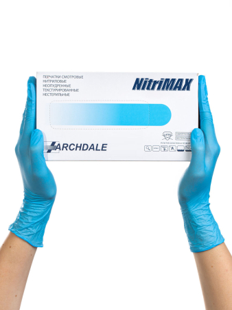 Перчатки нитриловые NitriMAX р-р: XS голубые 3г (50 пар) ARCHDALE