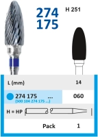 274175060 фреза твс - конус - 060 синий насечка простая стандарт, мет/сплавы пластмасса гипс