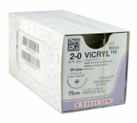 викрил с 1 иглой l=75см., usp 2-0, sh plus (колющая), 26мм., 12шт., johnson&johnson