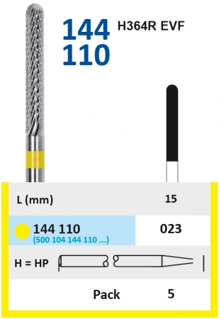 144110023 Фреза твс - цилиндр - 023 желтый насечка крестообразная мелкая. мет. сплавы