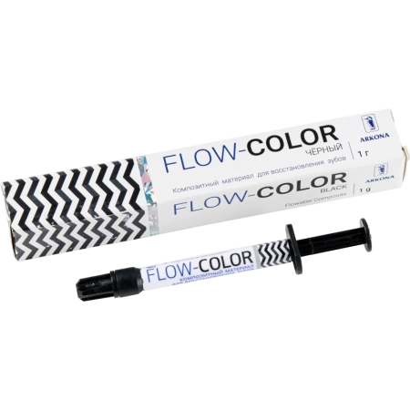FLOW-COLOR черный - микрогибридный светоотверждаемый композит типа "flow"с фтором, 1г., ARCONA