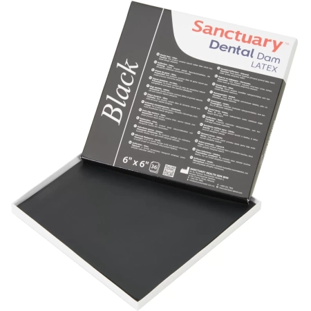 латексные листы dental dam черный, тонкий, 152 мм х 152 мм, мята (36 шт) sanctuary