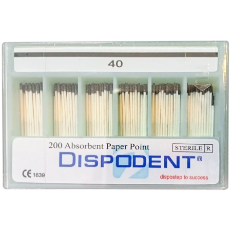 Штифты бумажные абсорбирующие 02 №40 (200 шт) Dispodent