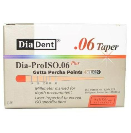 Гуттаперчевые штифты - конусность 06 - №55 - 60 штук, DiaDent
