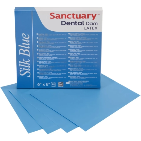 Латексные листы Dental Dam голубой шелк, средний, 152 мм х 152 мм, мята (36 шт) Sanctuary