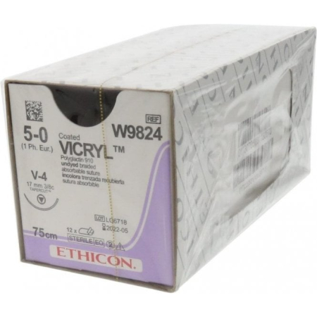 Викрил W9824 5/0  (колюще-режущая V-4 17 мм, 75 см, окр. 3/8) 12шт/упак., Johnson&Johnson