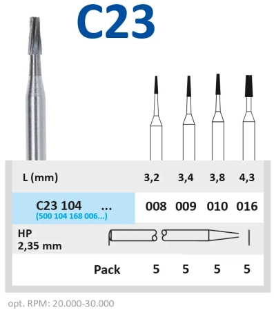 C23104010 Бор твердосплавный - конус усеченный - 010  прямой  наконечник  HORICO