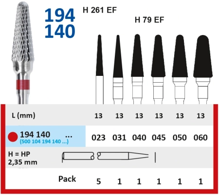 194140050 Фреза твс - конус - 050 красный насечка крестообразная мелкая. мет. сплавы пластмасса   HO