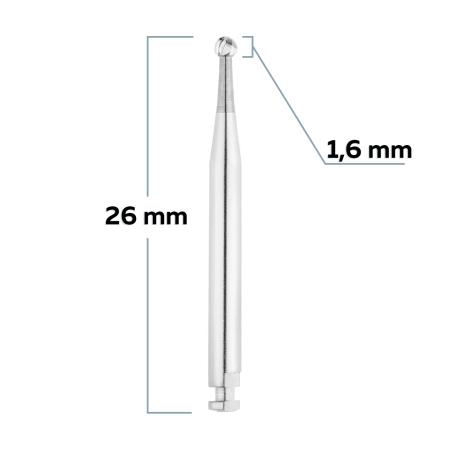 C1205016 Бор твердосплавный - шар хирургическая длина - 016 угловой наконечник, HORICO
