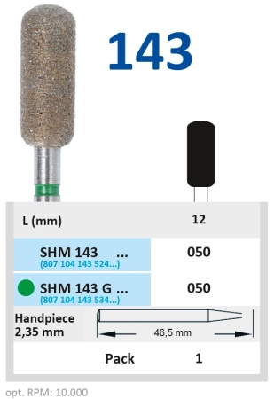 SHM143050 Бор алмазный H - цилиндр закругленный - 050 HORICO