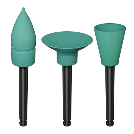 набор полиров "kagayaki ensmart pin" - диск, пуля, чашка - зелёные (силикон), µ 70, уп/30шт