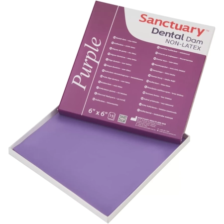 безлатексные листы dental dam фиолетовый, средний, 152 мм х 152 мм, мята (15 шт) sanctuary