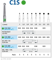 c1s204014 бор твердосплавный - шар - 014  угловой наконечник зеленая  horico
