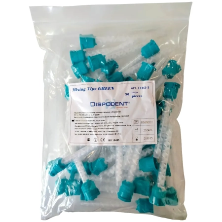 Канюли для смешивания стоматологических материалов, Green (Зеленые), 50шт/уп., DISPODENT