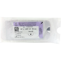 пга - нить полигликолидная, рассасывающаяся, фиолетовая, l=50см., usp 3/0, hs-20, "линтекс"