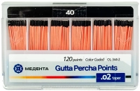 гуттаперчевые штифты 02 №40 120шт/уп, (мета)